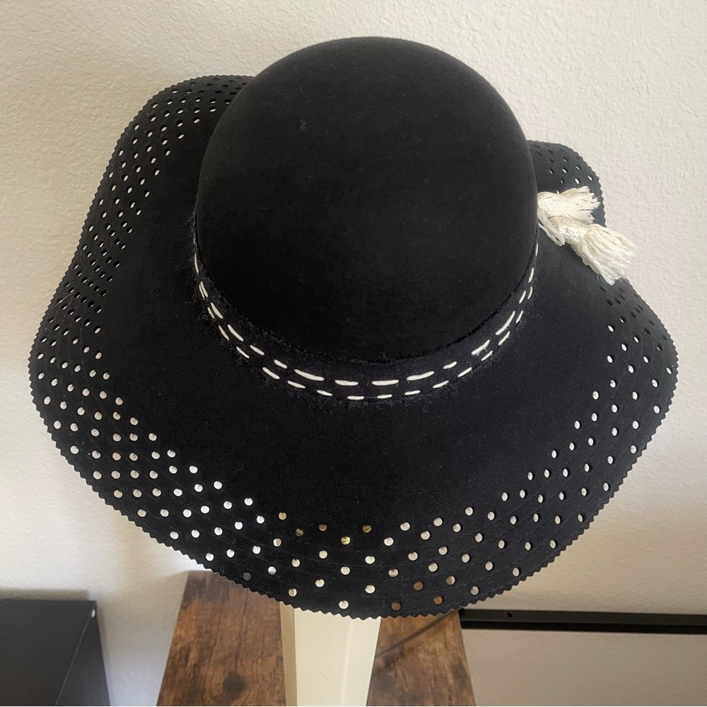 Designer Wool&Silk Black Hat Wide Brim Elegant Wild Wool Hat Autumn And Winter